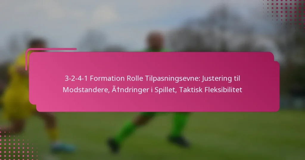3-2-4-1 Formation Rolle Tilpasningsevne: Justering til Modstandere, Ændringer i Spillet, Taktisk Fleksibilitet