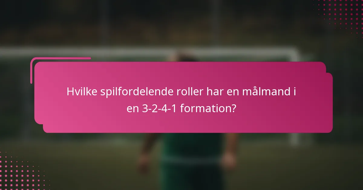 Hvilke spilfordelende roller har en målmand i en 3-2-4-1 formation?