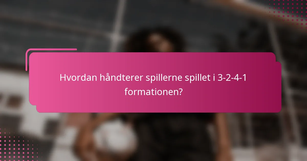 Hvordan håndterer spillerne spillet i 3-2-4-1 formationen?